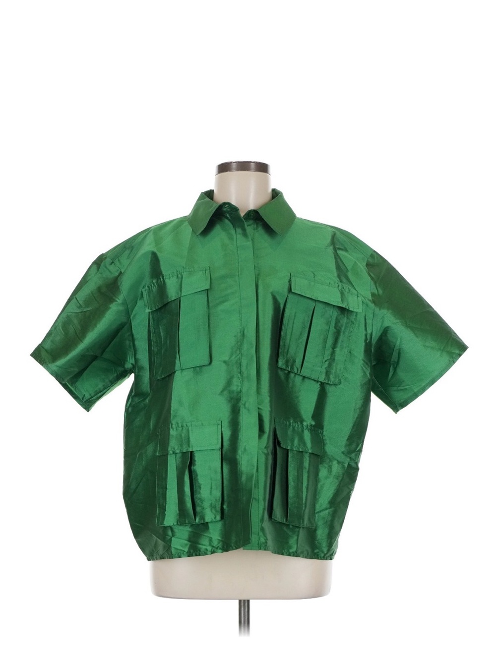 Topshop Bright Green Button-Up Shirt